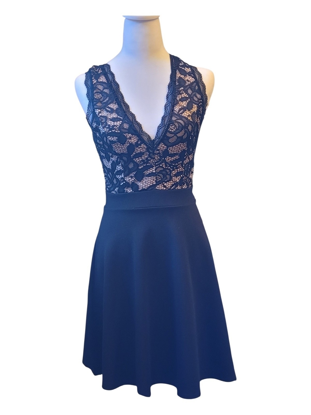 Eclipse Black Lace V-Neck Fit & Flare Midi Dress